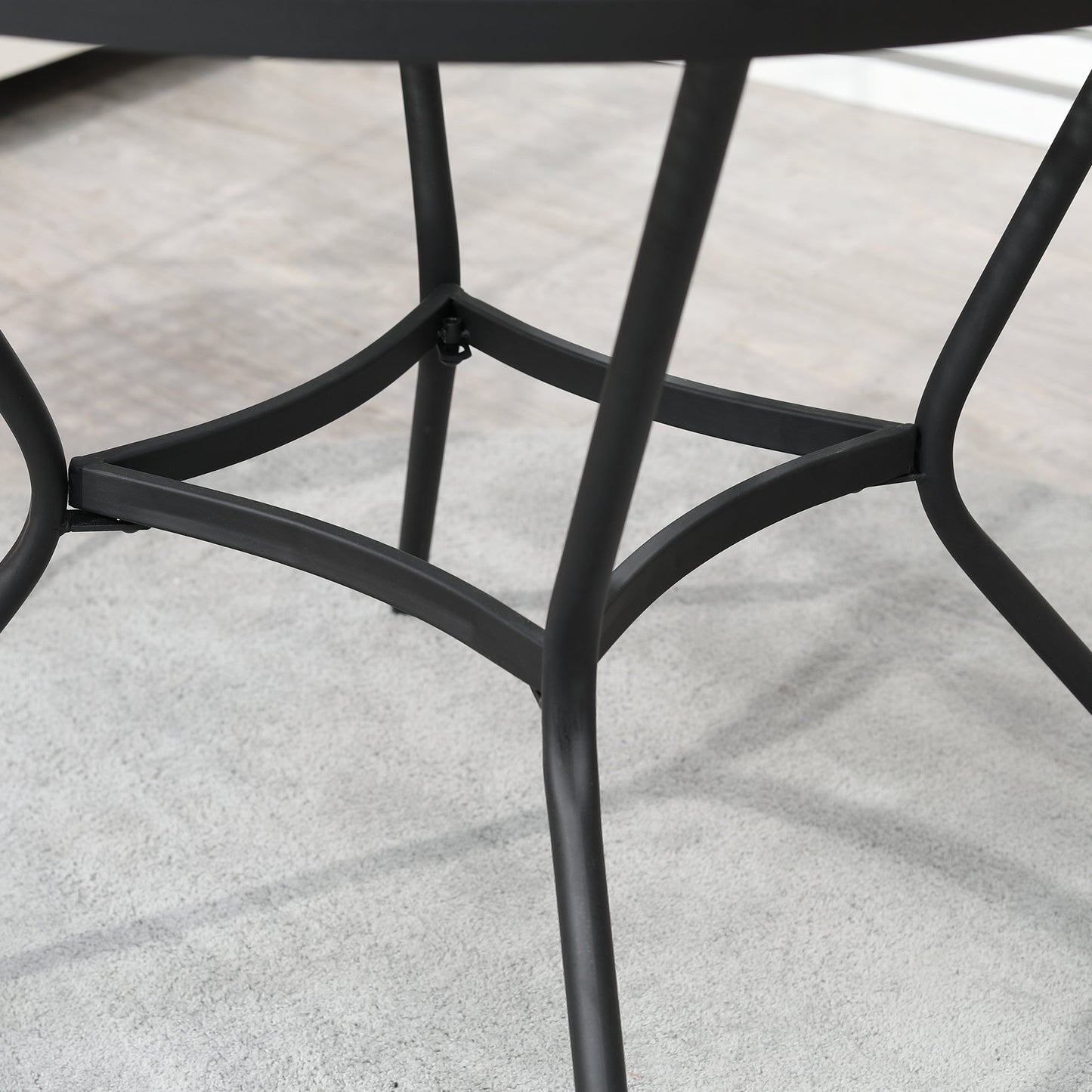 35" Round Bistro Dining Table - Black Metal Mesh Patio Table