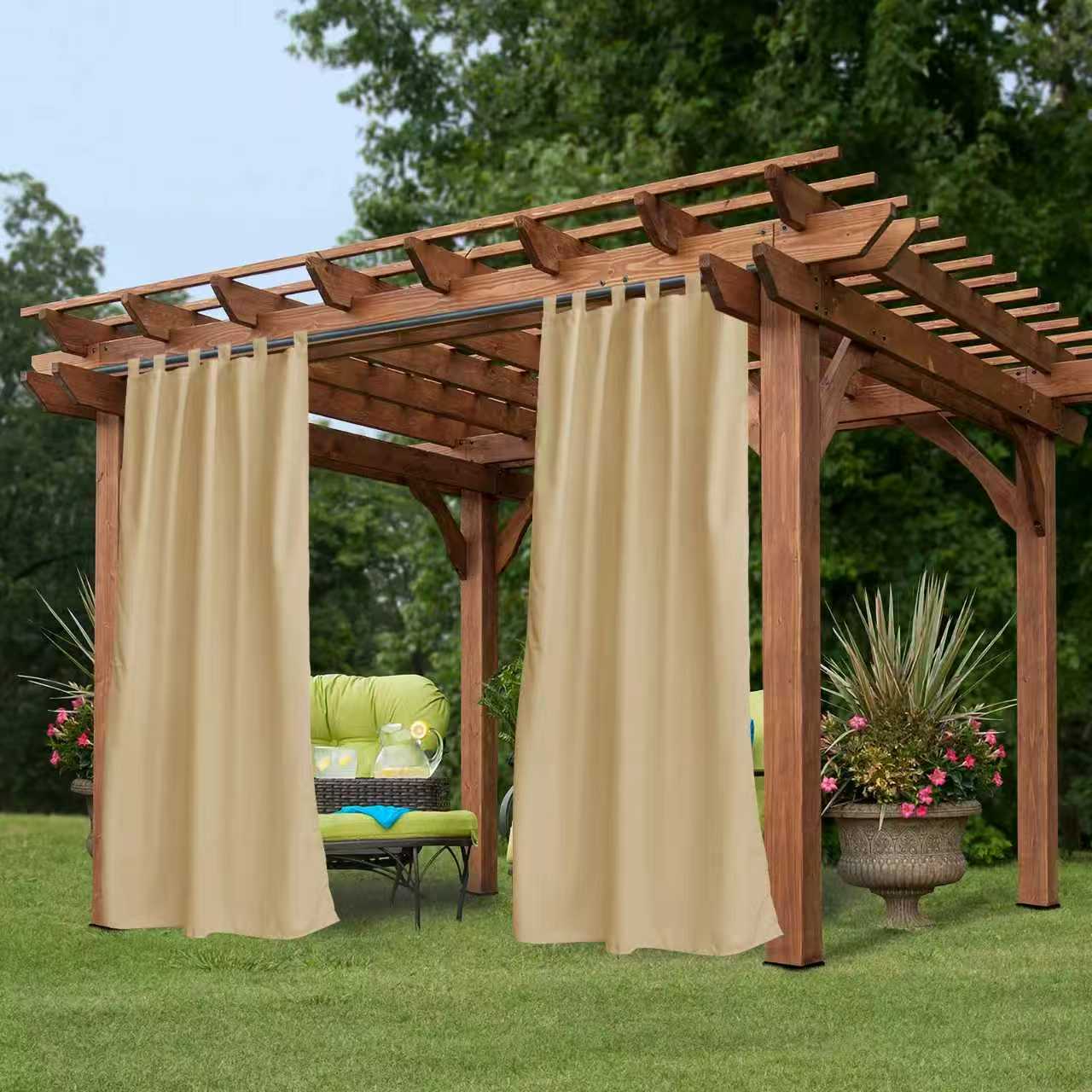 Beige Outdoor Thermal Blackout Curtain - 50 In. W x 96 In. L