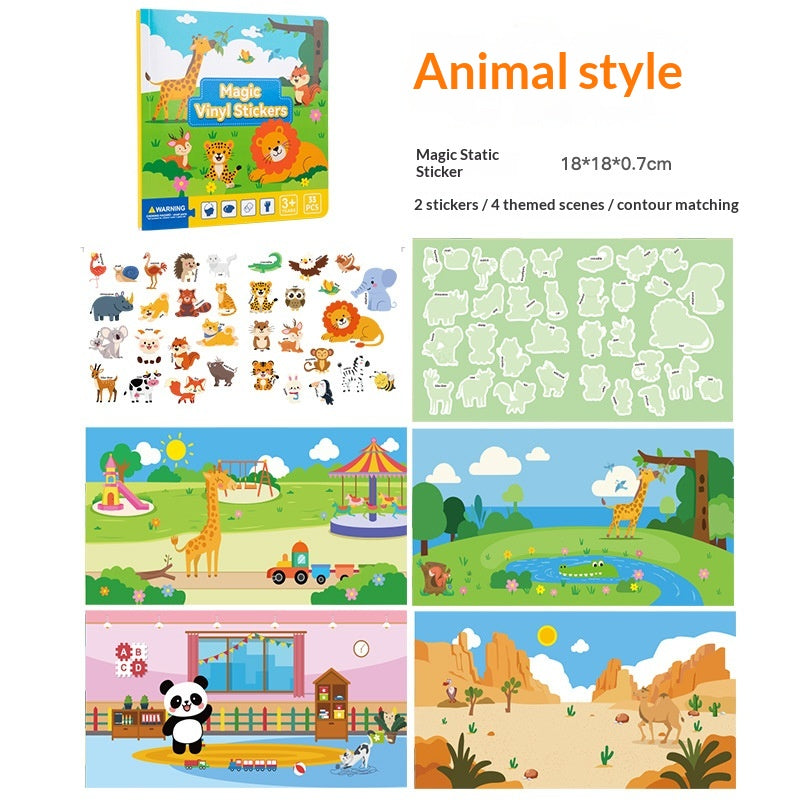 Educational Jelly Book Toys with Repeated Sticky Paper - Dinosaur, Animal, Ocean & Transport Styles