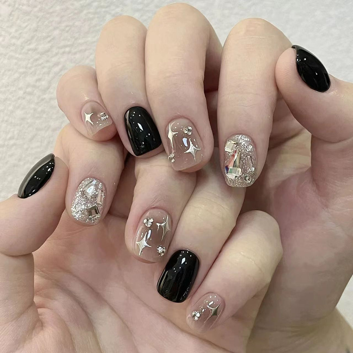 Starry Sky Rhinestone Nail Stickers with Jelly Glue Kit