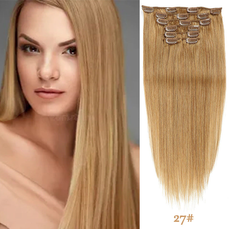 Clip-in Human Hair Extensions 14 Inches 70g Seven-Piece Set for All Hair Types