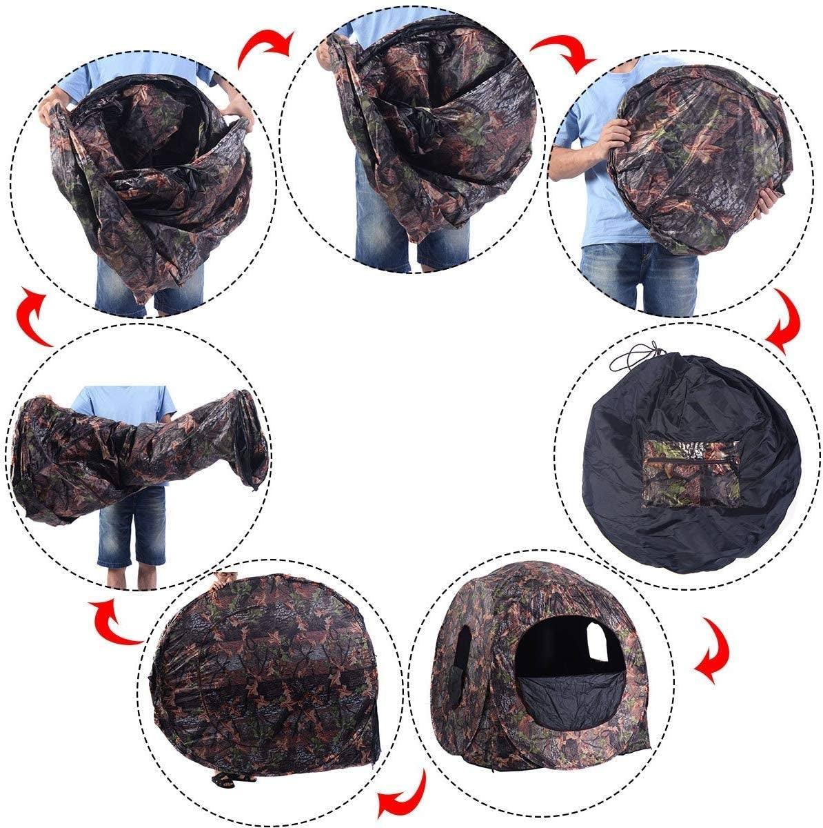 Portable Ground Camo Blind for Hunting - 2-3 Person Capacity