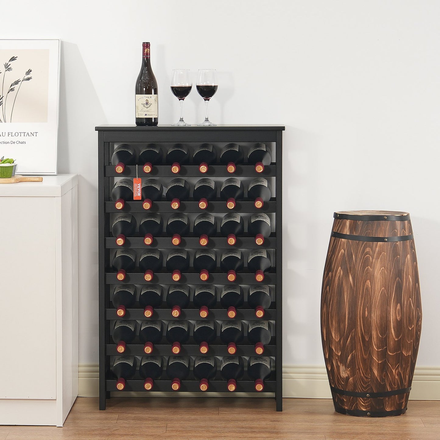 Bamboo Wine Rack - 42-Bottle 7-Tier Modular Display Shelf