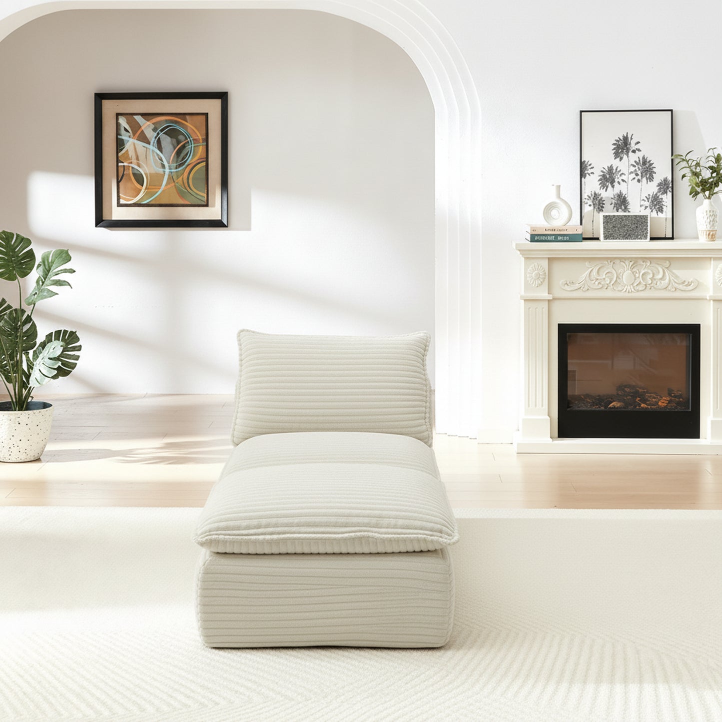 Modern White Corduroy Cloud Sofa - Comfortable & Stylish