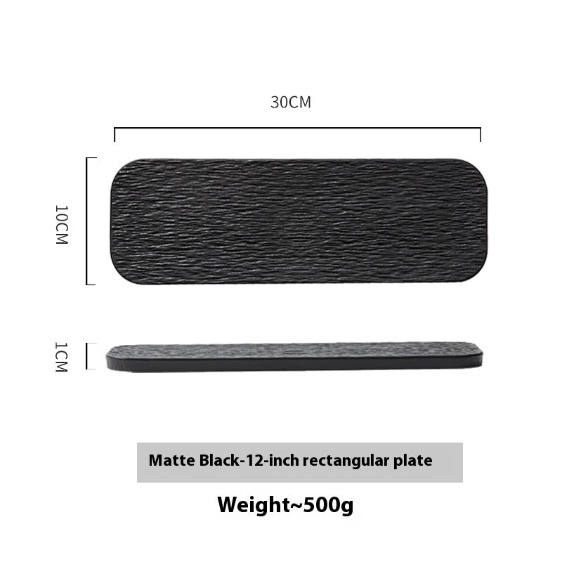 Rectangular Sushi Plate Set - Rock Pattern Porcelain Dinnerware for Kitchen