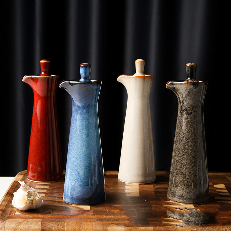 Retro Ceramic Seasoning Oil Bottle - Antique Kitchen Dispenser, Multiple Colors