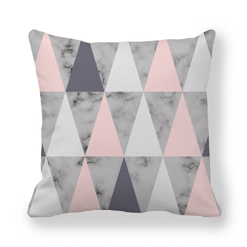 Geometric Pattern Pillow Cover Peach Skin Fabric Decorative Cushion Cover