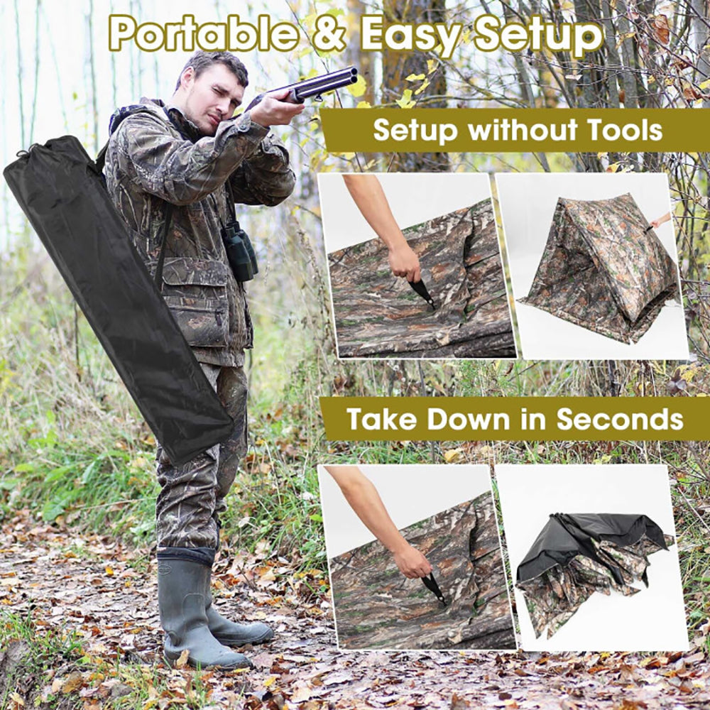 Portable 2-3 Person Hunting Blind Tent with Carry Bag - Camouflage