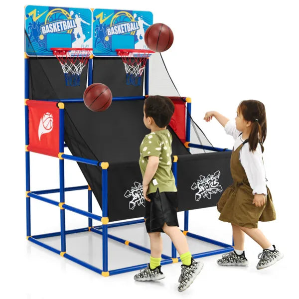 Kids Basketball Arcade Game - Dual Shot with 4 Balls & Pump