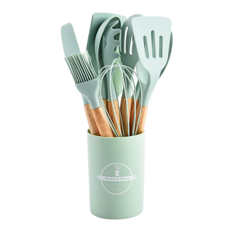Silicone Cooking Utensil Set Food Grade Kitchen Storage Tools - Multiple Colors