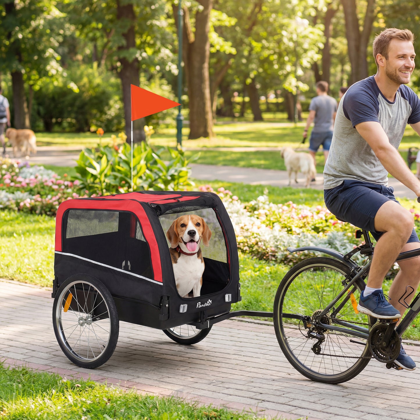 Dog Bike Trailer with 20-Inch Air Tires, Quick-Release Wheels & Safety Flag