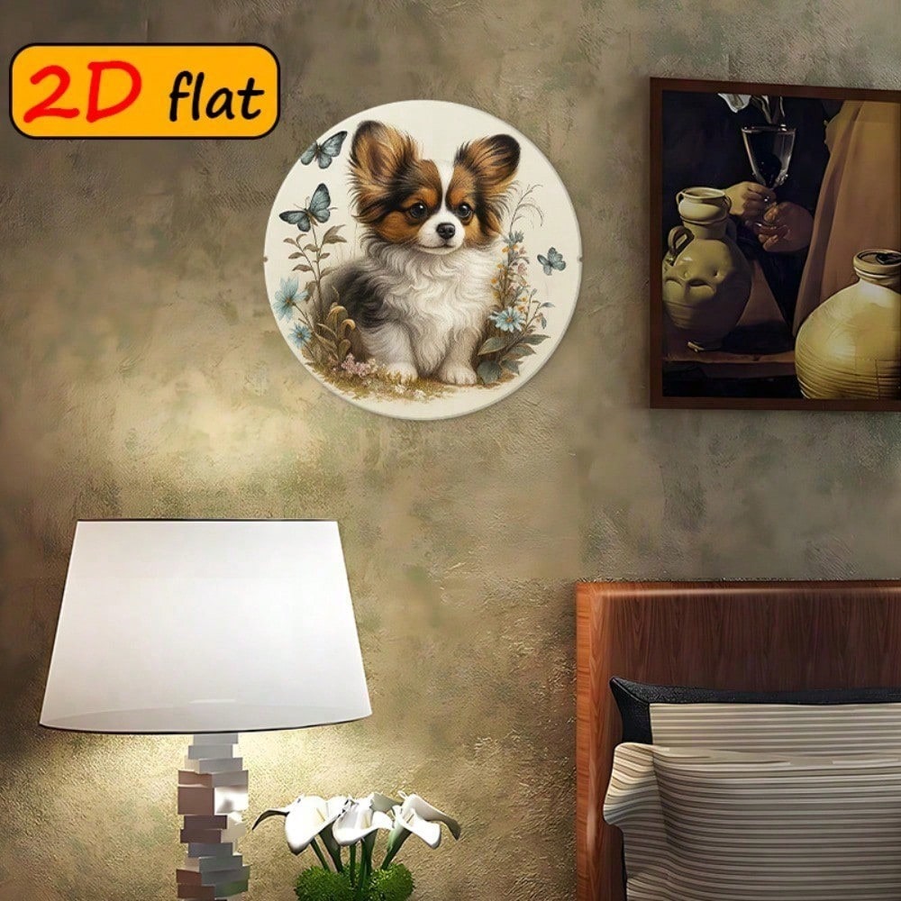 Pomeranian Puppy Round Aluminum Sign - Dog Lover Decor