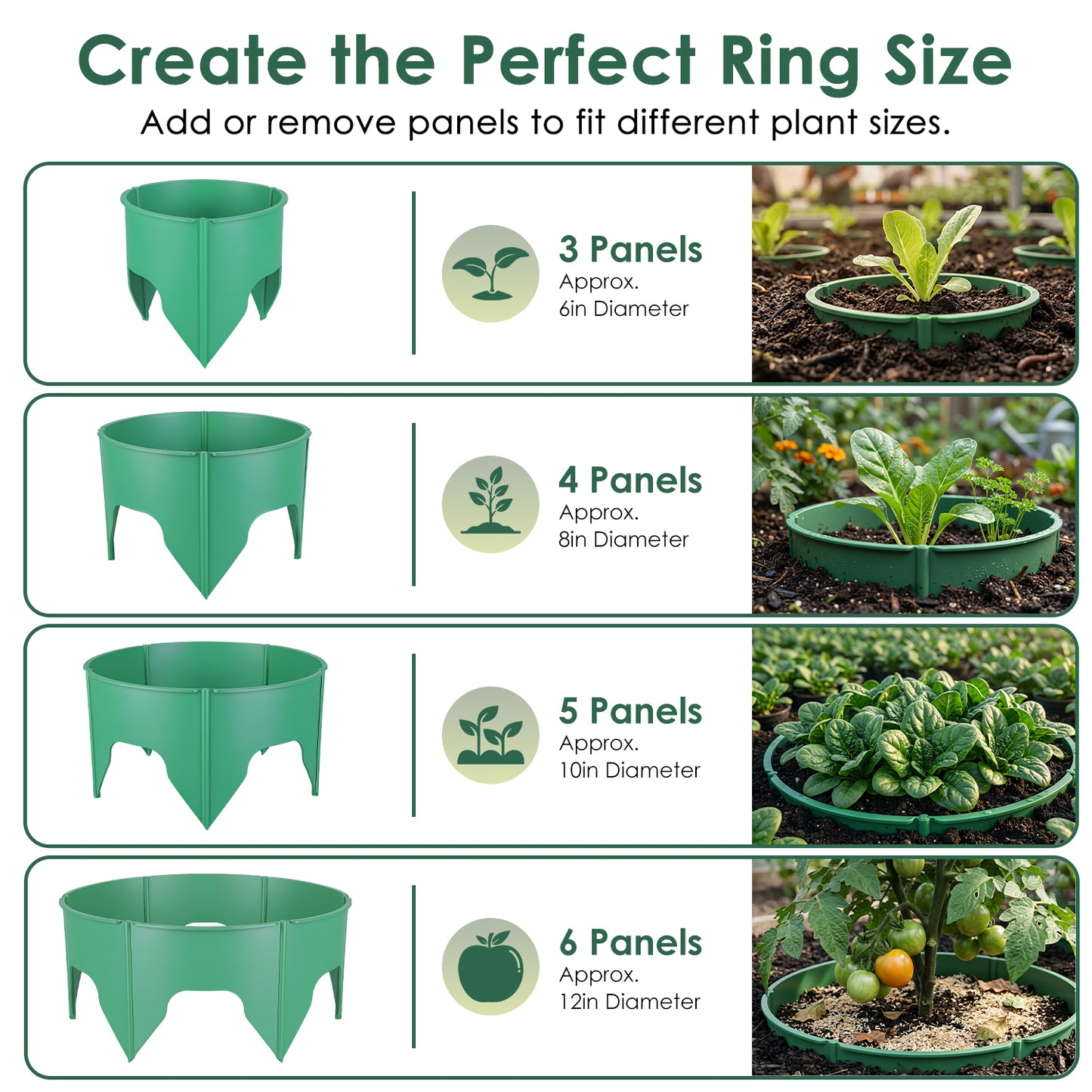 Adjustable Garden Planting Grow Rings Set with Hand Shovel - 6 or 12 Pieces