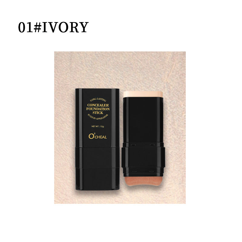 Dual-Ended Foundation Concealer Stick with Brush - Full Coverage & Long-Lasting