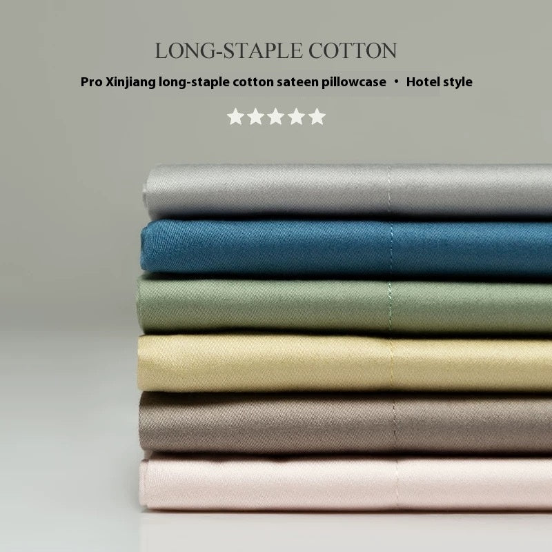 Solid Color Cotton Pillowcase Set - 48x74cm Long-Staple Home Bedding