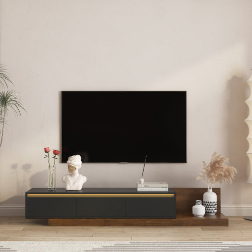 Modern Black TV Stand with LED Lights - Media Cabinet for Living Room