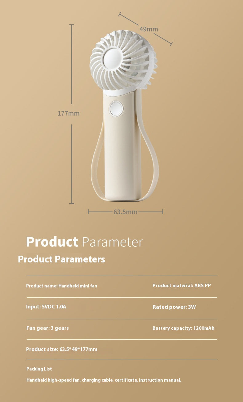 Portable Handheld Fan with Silicone Handle, USB Powered, Quiet Operation