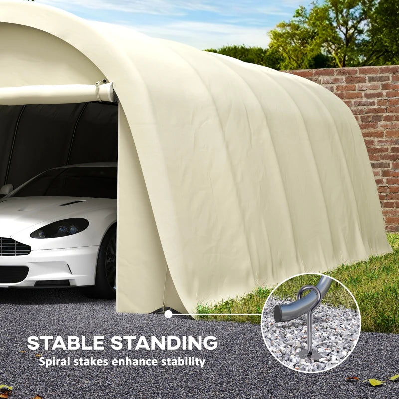 Heavy Duty Carport Garage Tent with Galvanized Frame UPF50 Beige 12x23.6 ft