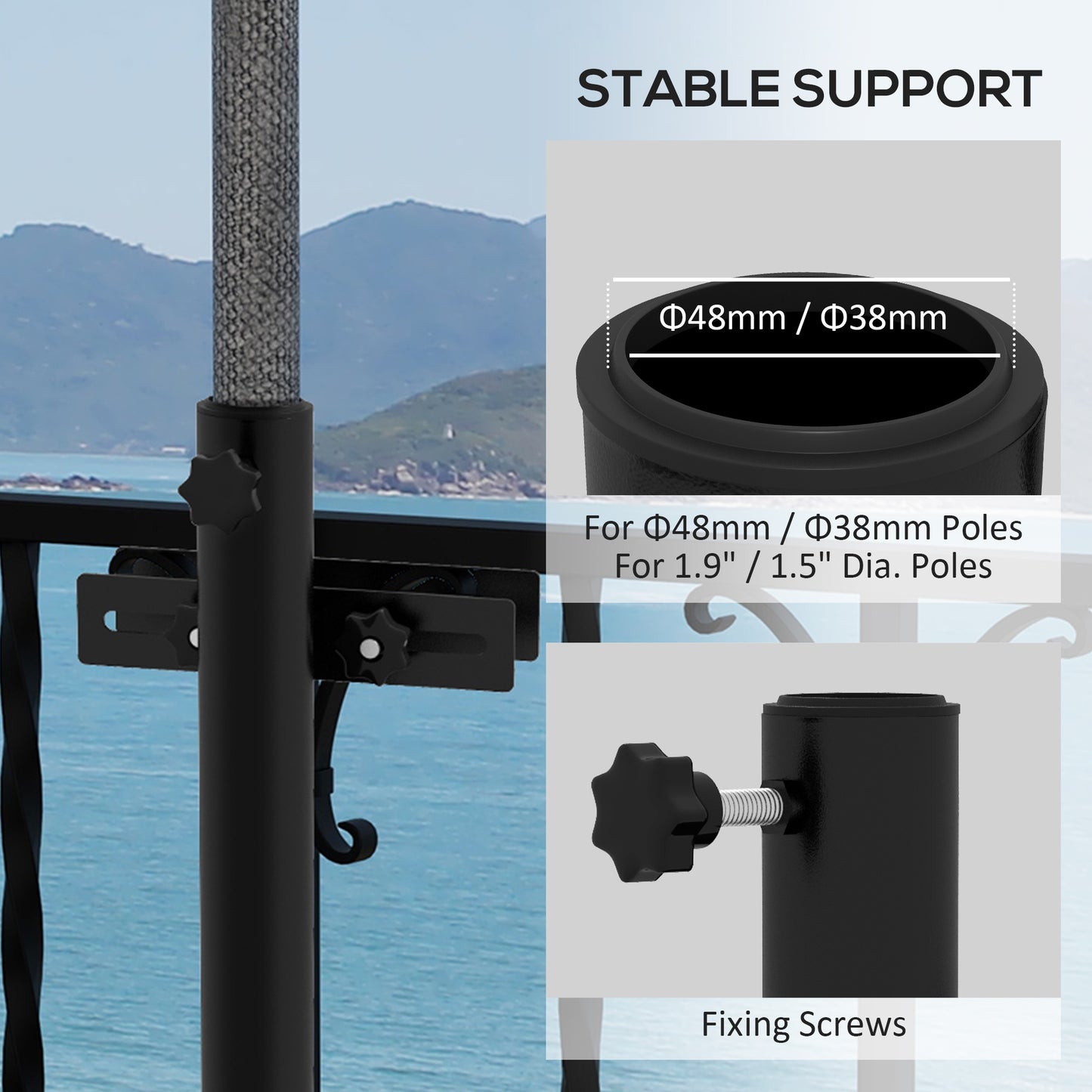 Patio Umbrella Stand with Adjustable Clamps - Black