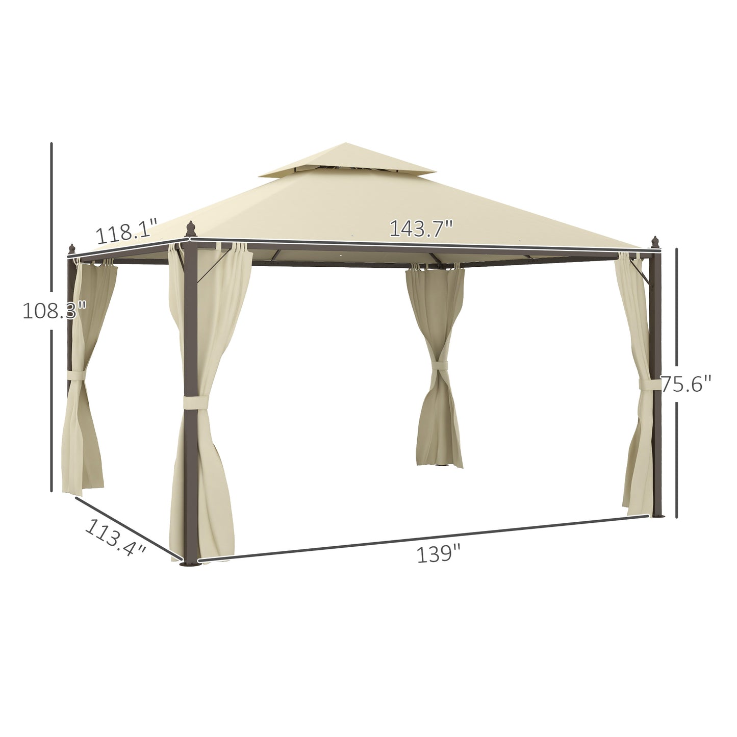 10x12 Outdoor Patio Gazebo with Curtains - Beige