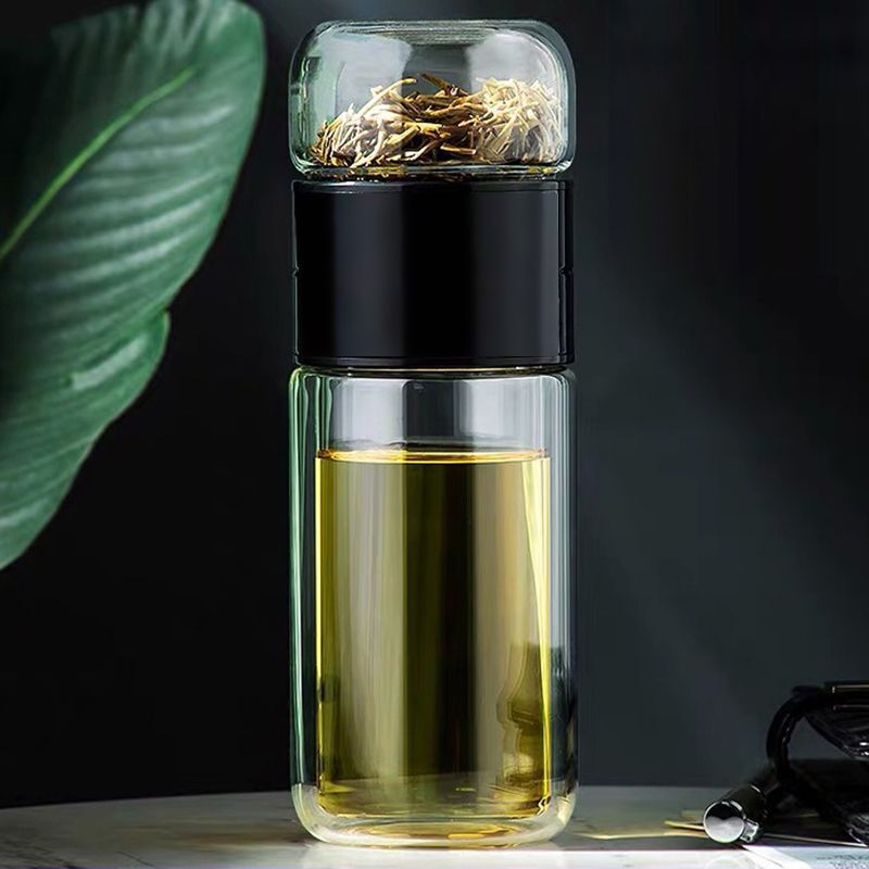 Double Layer Heat Insulation Glass Cup - Water and Tea Separation