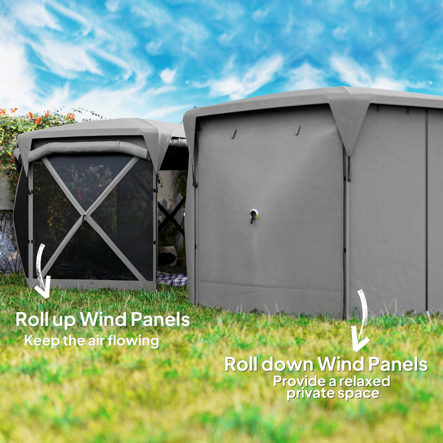 11x11ft Gazebo Screen Tent with Removable Roof - Dark Gray