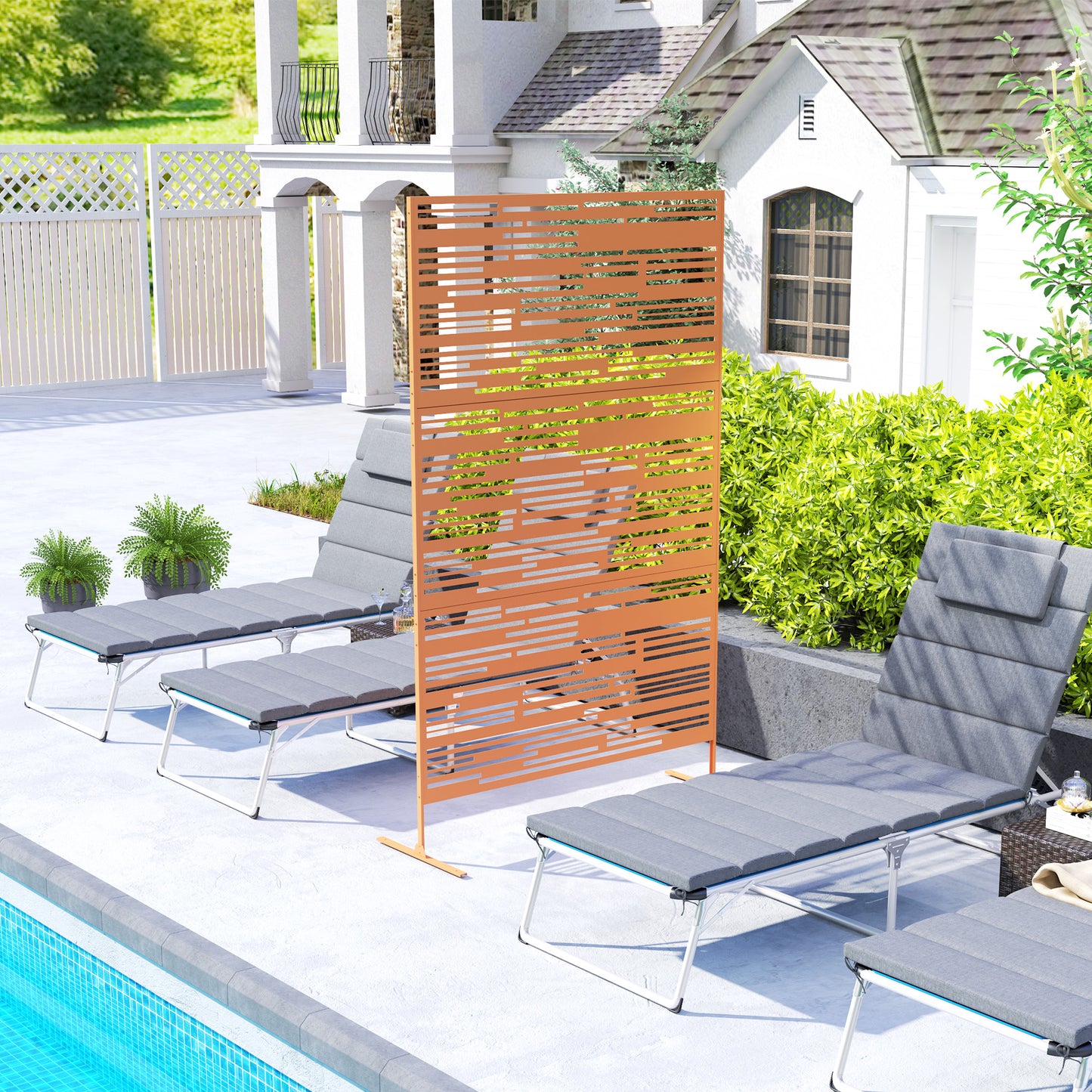 Metal Outdoor Privacy Screen - 78" H x 48" W - Brown