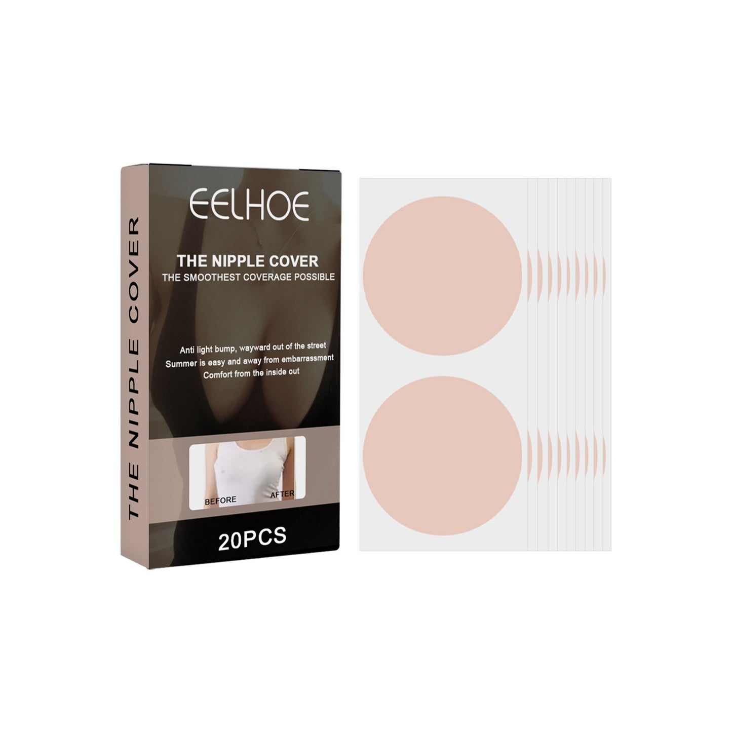 Invisible Nipple Concealer Tape - 20 Piece Breathable Breast Covers