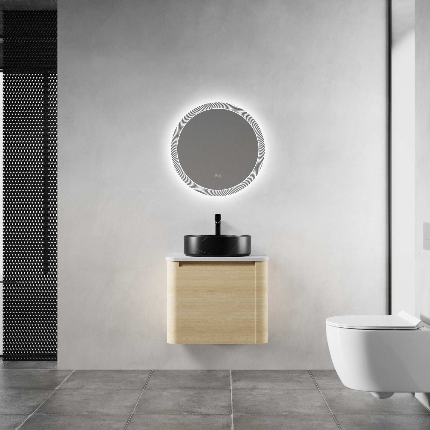 24'' Wall-Mounted Bathroom Vanity With Ceramic Art Sink &