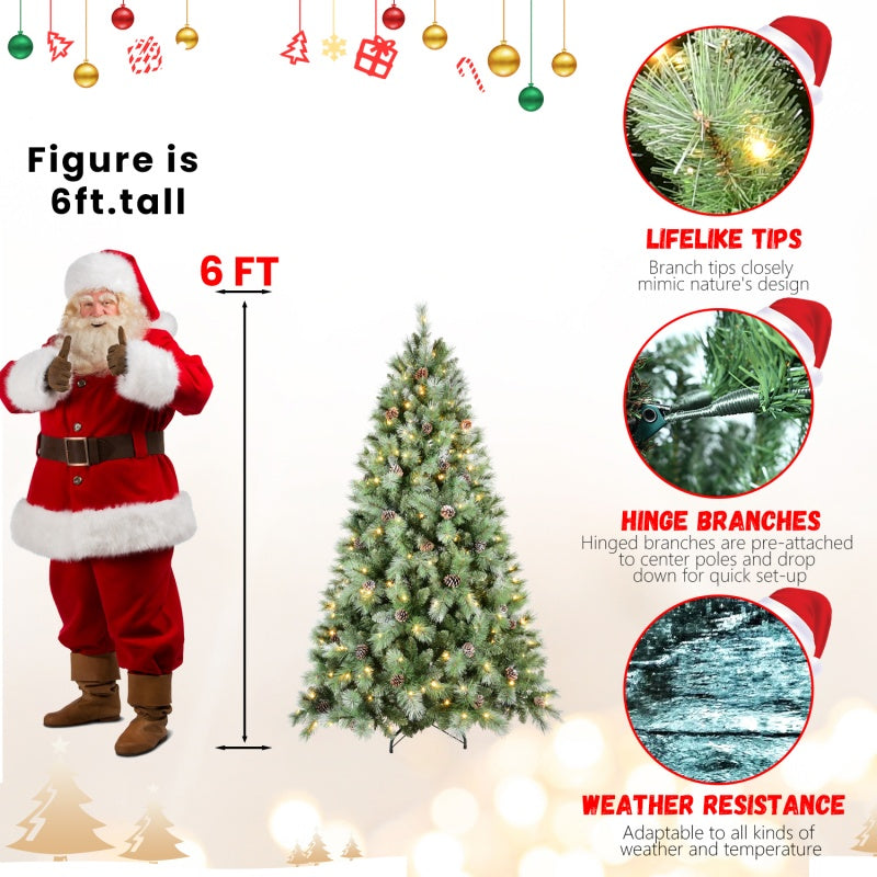 PVC Christmas Tree - Mixed Needle Design with Pine Cones