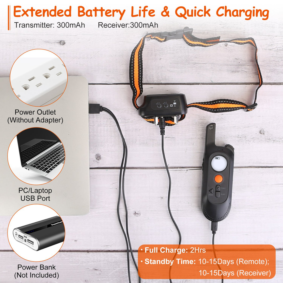 Dog Training Collar Waterproof Shock Vibration Beep Remote 984FT Range