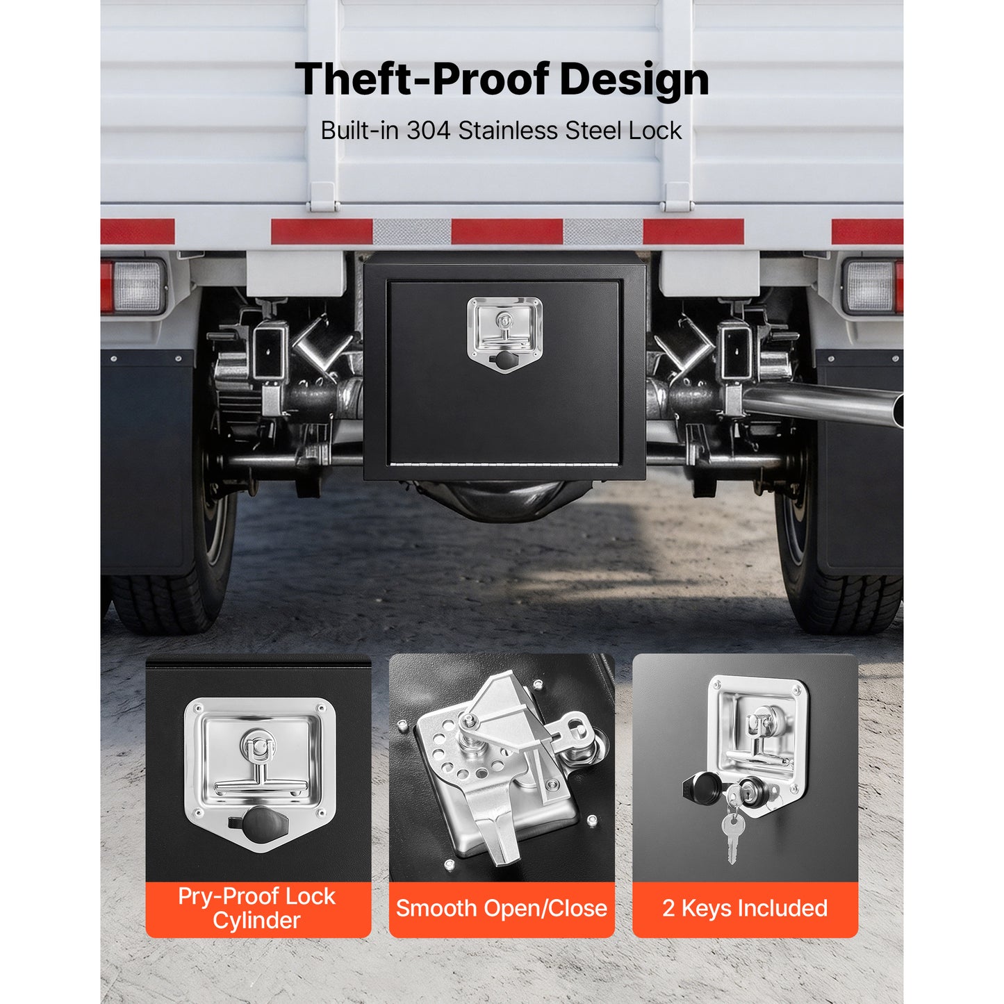 Heavy Duty Steel Underbody Truck Tool Box - Waterproof Lockable Storage Chest 18x12x14 Inch