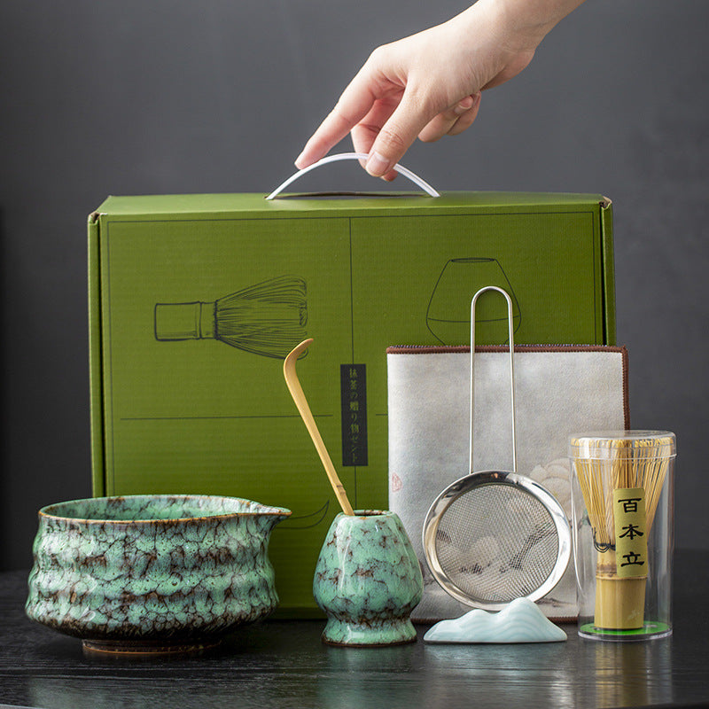 Japanese Style Matcha Bowl Set with Whisk and Accessories - Ceramic Tea Ceremony Kit