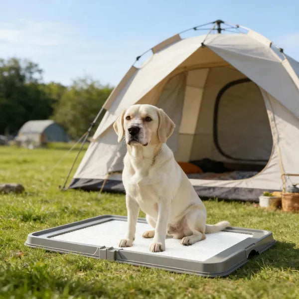Foldable Dog Litter Box with Pee Pads — Portable, Easy to Clean, Non-Slip, for Indoor & Outdoor Use