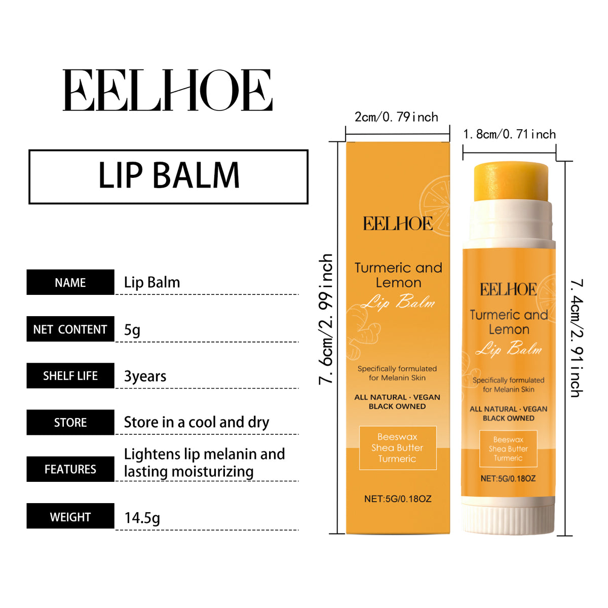Turmeric Lemon Lipstick 5g 1 Box