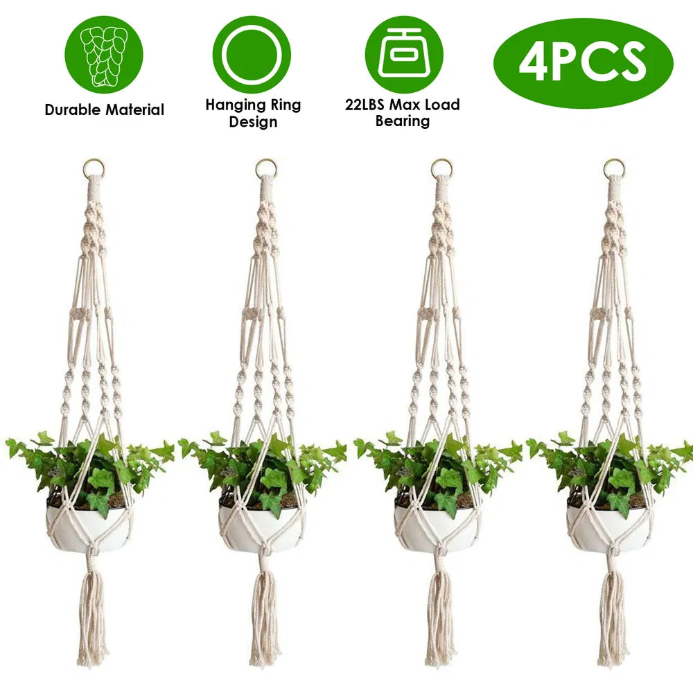 Cotton Rope Plant Hangers - 2Pcs 40in Hanging Planters