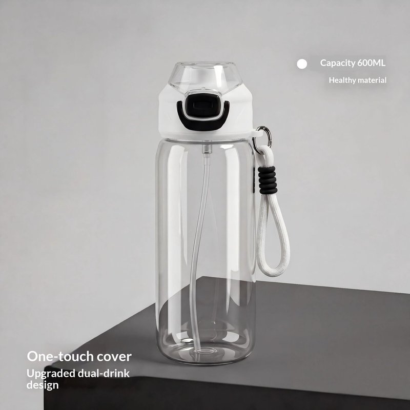 Portable Water Bottle 600ml Food-Grade Plastic Eco-Friendly Drinkware