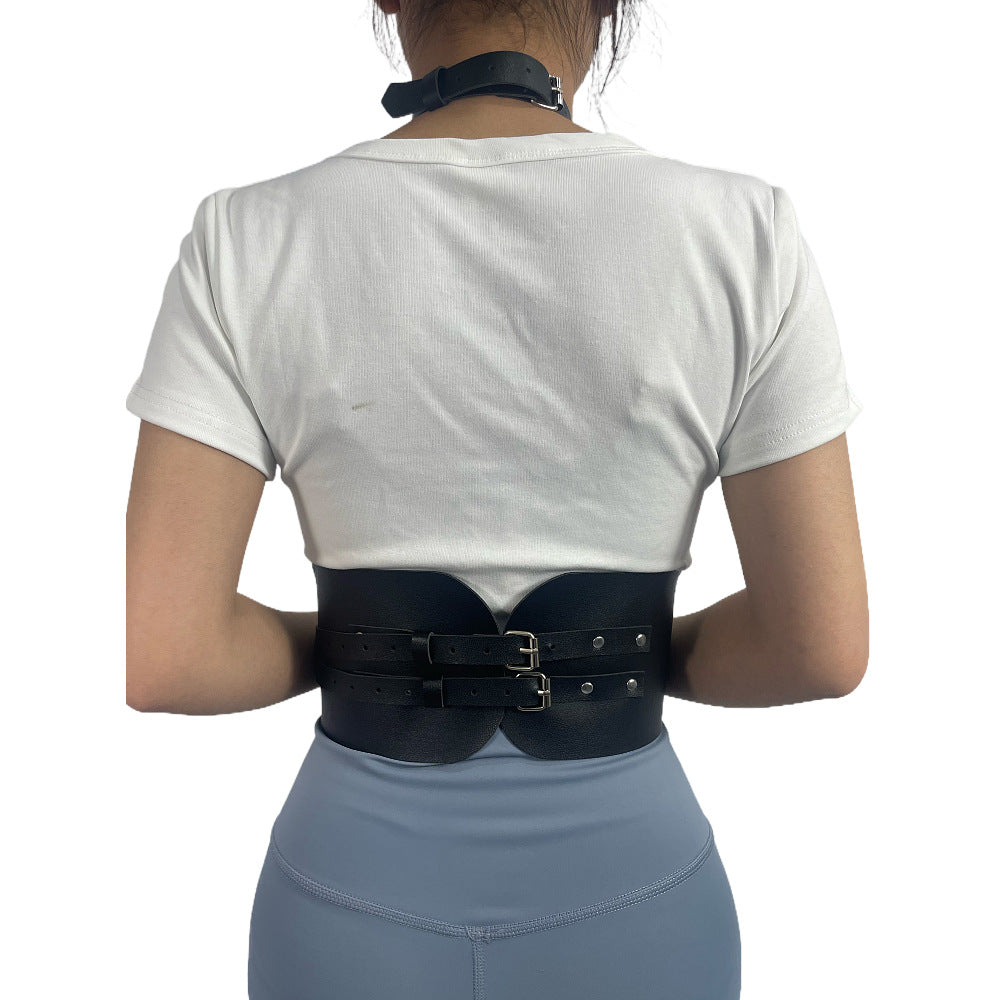Women's Leather Chest Cover Halter Adjustable Belt for Adult Wellness