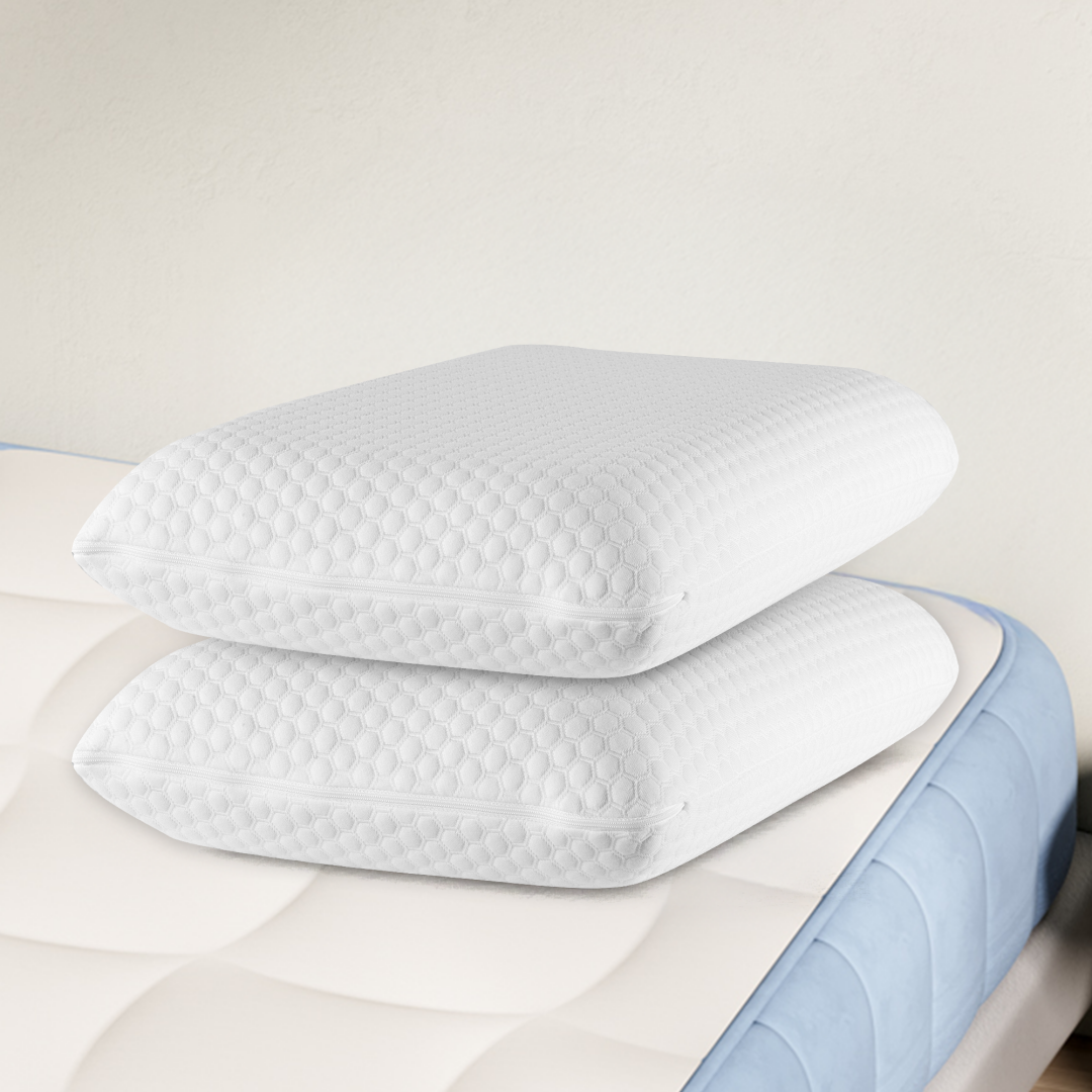 Ergonomic Memory Foam Pillow with Washable Pillowcase - 2 Pack