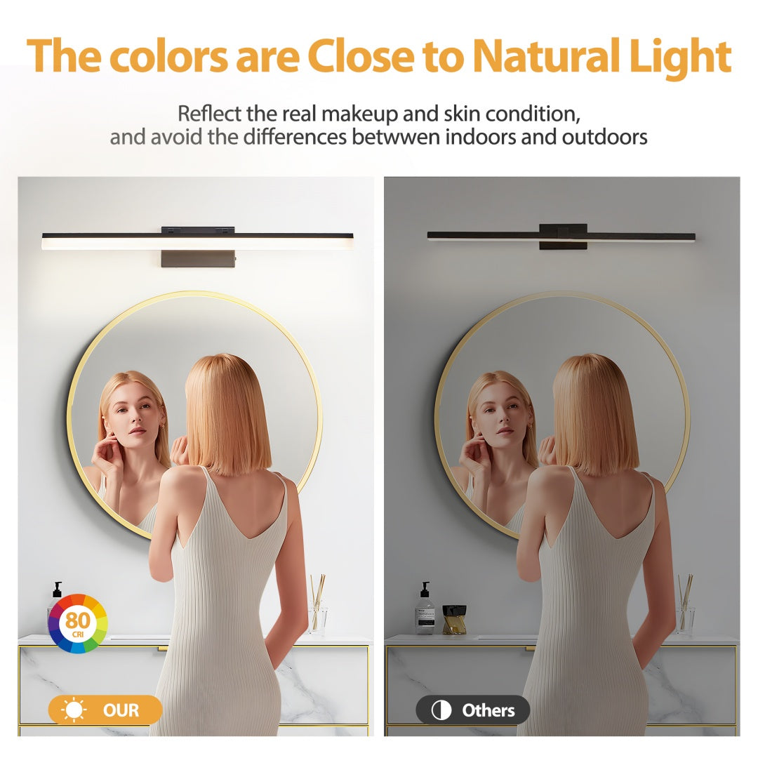 32 Inch Modern LED Vanity Light - Black Metal Wall Fixture