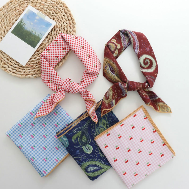 Retro Cotton Hair Band for Women - Casual Headband with Cherry Print