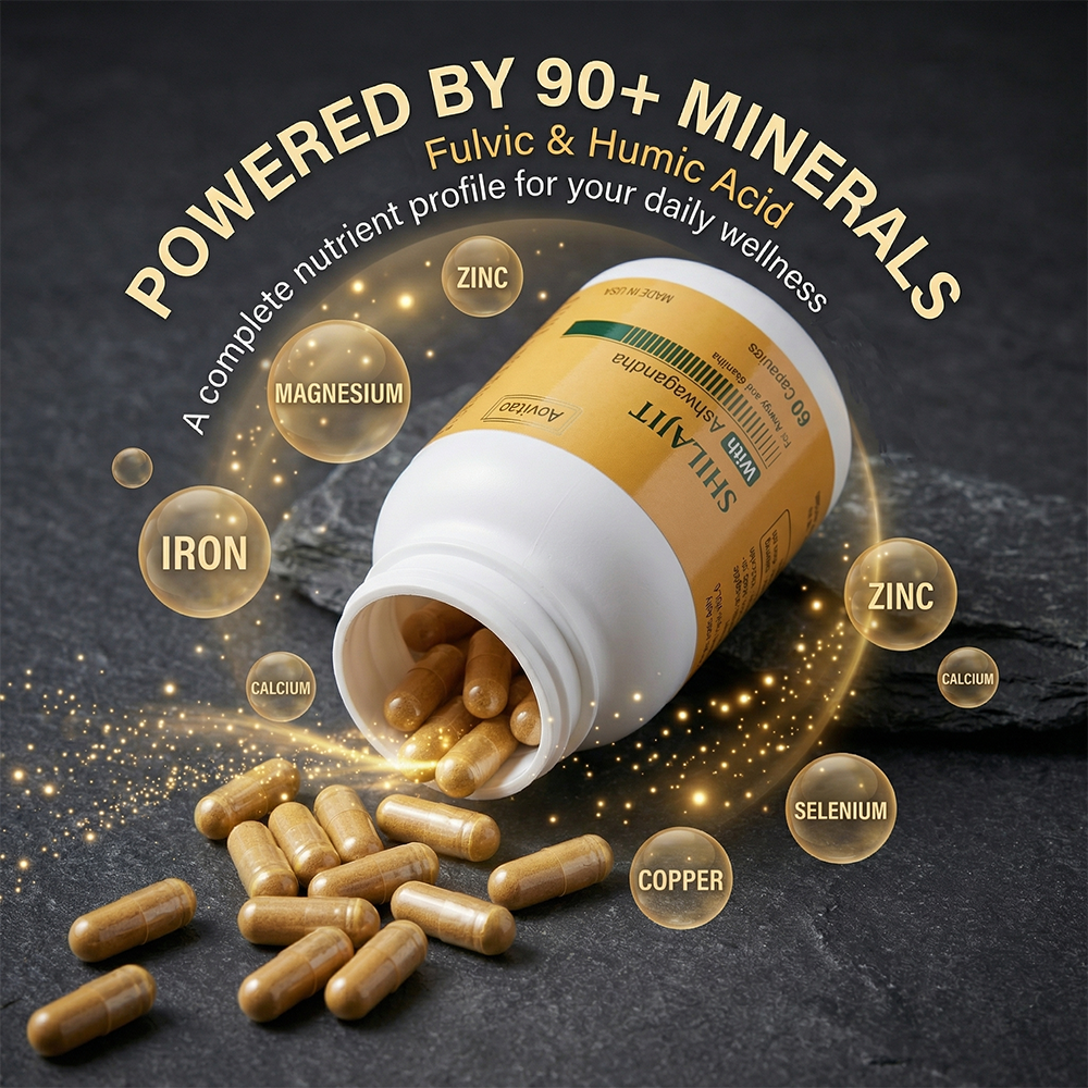 Shilajit Extract 550mg with Ashwagandha Capsules - 60 Count