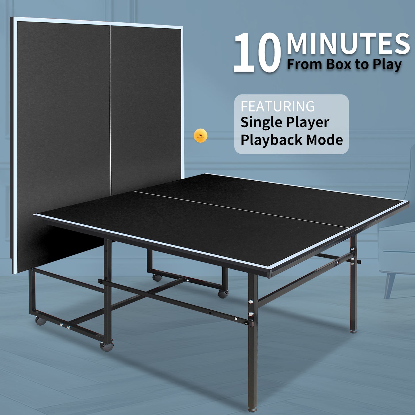 Mid-Size Portable Table Tennis Table Set with Paddles & Balls