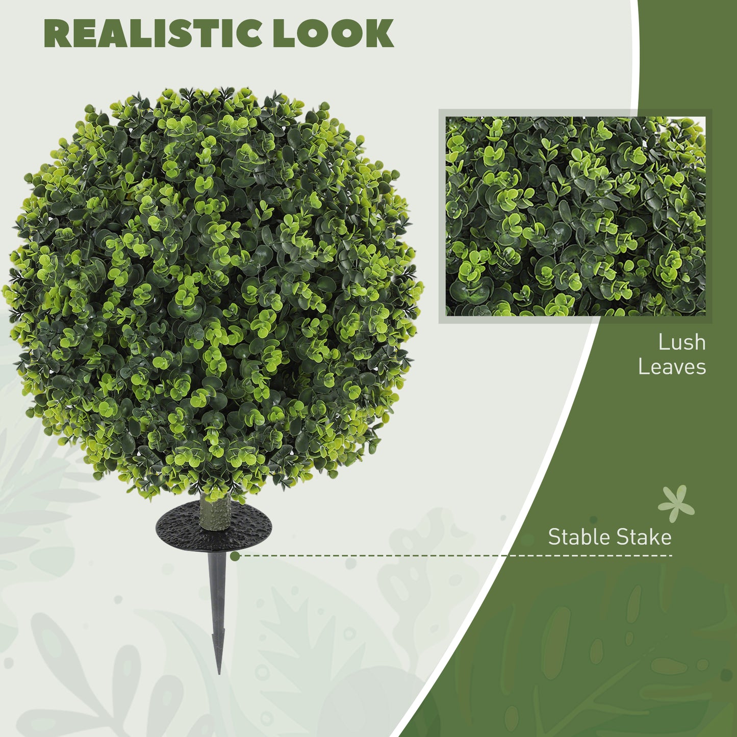 Eucalyptus Topiary Ball Bush - 2 Pack, UV Resistant Greenery