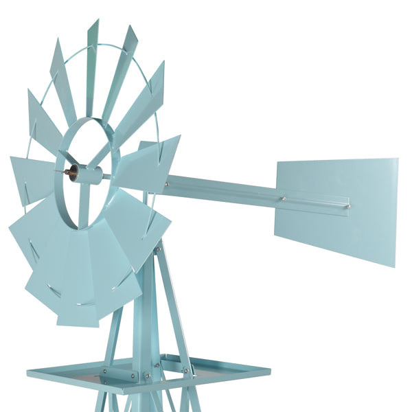 8ft Garden Windmill Wind Vane with Green Steel Construction