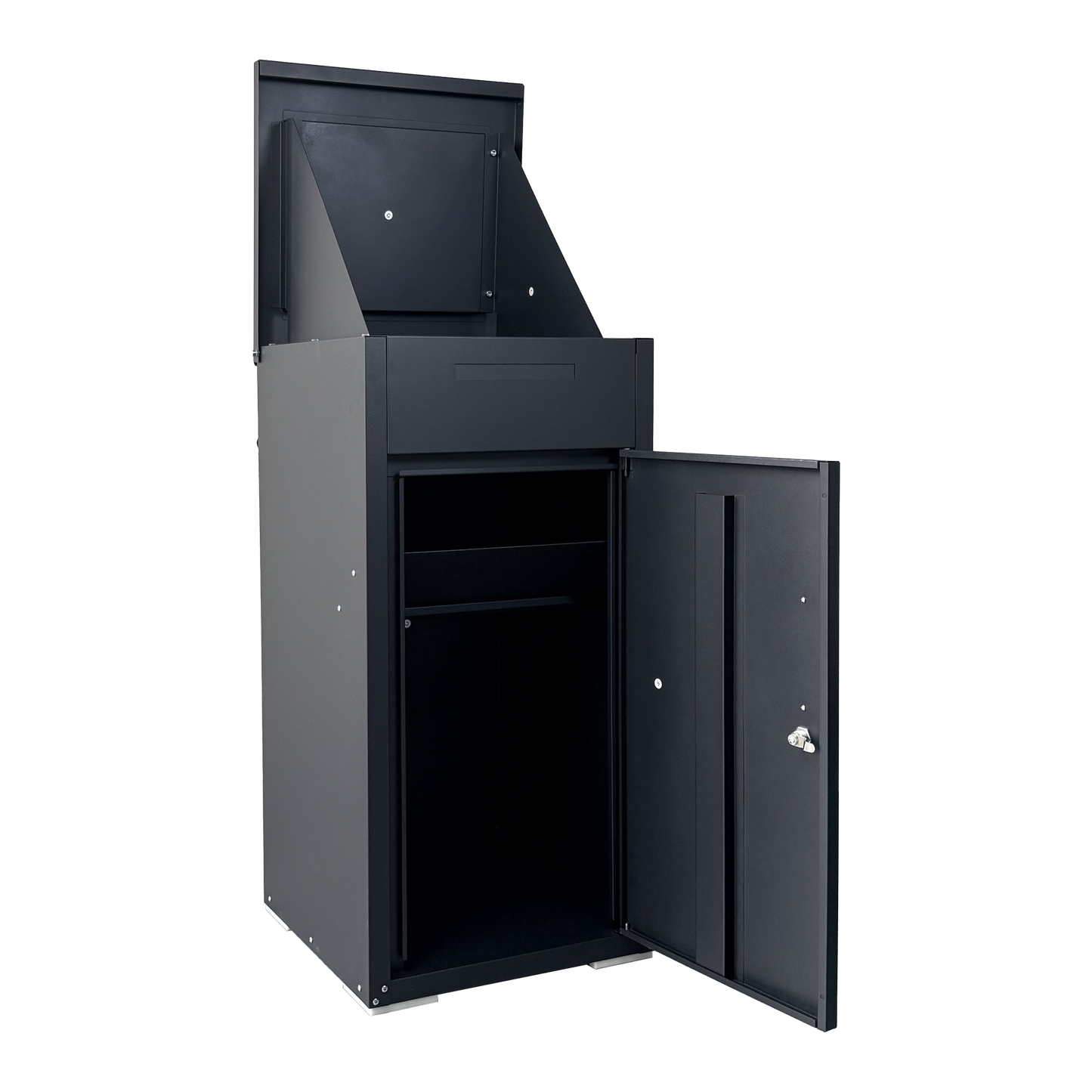 Lockable Steel Package Delivery Box with Mail Compartment - Large Outdoor Porch Mailbox