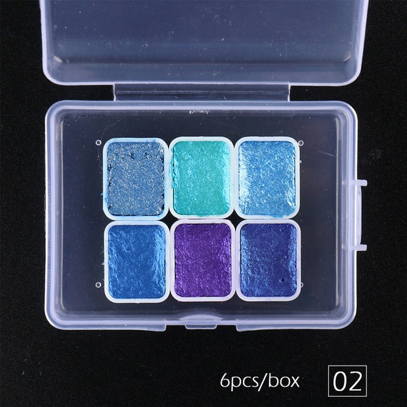 Metallic Pearlescent Nail Watercolor Pigment Set - 6 Shades