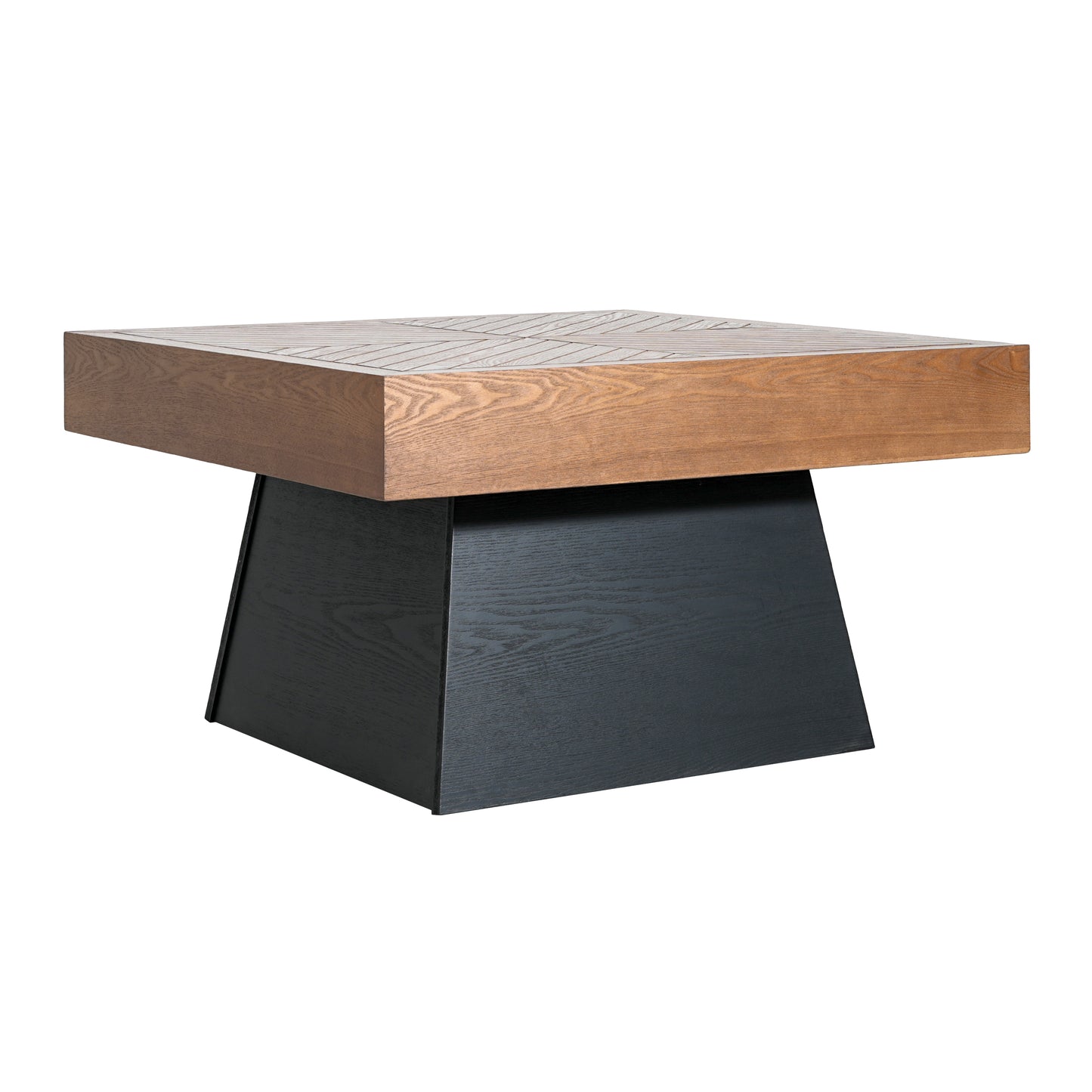 Modern Square Coffee Table - 31.5 Inch, Brown Wood Grain Top & Black Base
