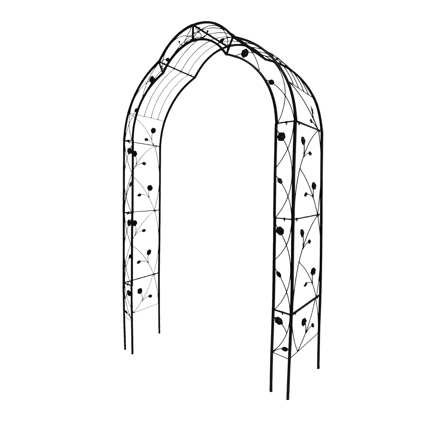 Metal Garden Arch with 8 Styles Freely Assembled Outdoor Trellis for Climbing Plants