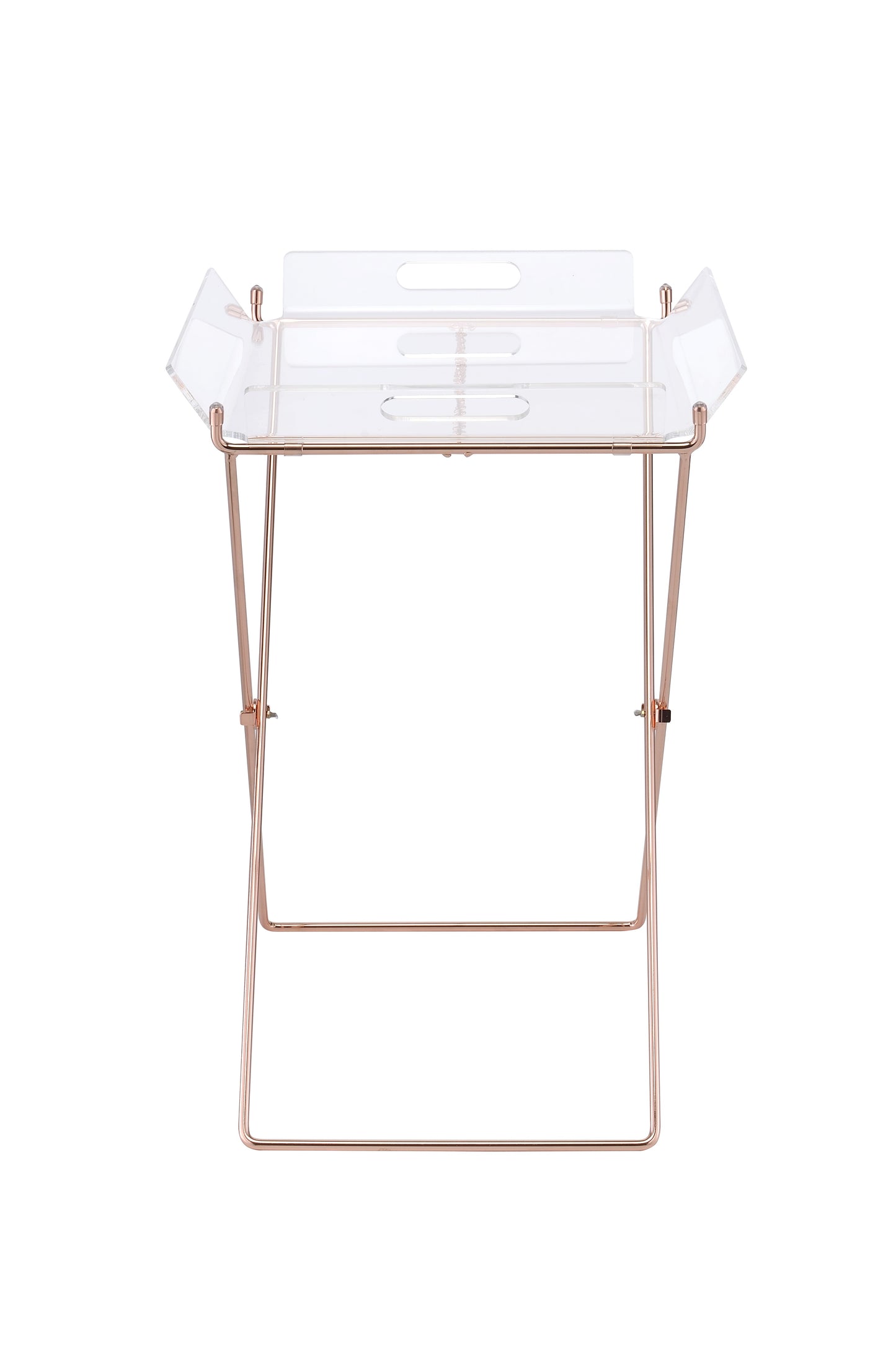Clear Acrylic Tray Table with Copper Finish - Rectangular Design
